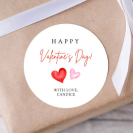 Gelukkige Valentijnsdag Roze & Rode Harten Ronde Sticker