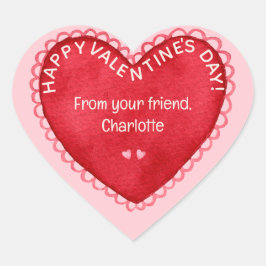 Gelukkige Valentijnsdag Roze & Rode Klaslokaal Hart Sticker