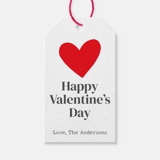 Gelukkige Valentijnsdag Roze Rood Custom Cadeaulabel (Voorkant)