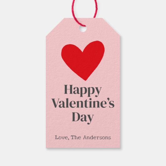 Gelukkige Valentijnsdag Roze Rood Custom Cadeaulabel (Achterkant)