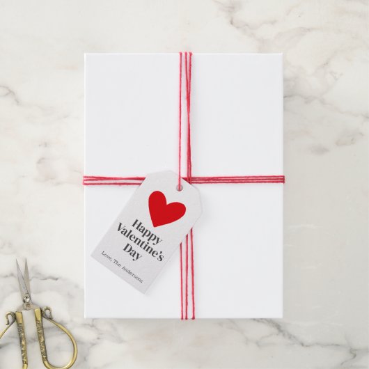 Gelukkige Valentijnsdag Roze Rood Custom Cadeaulabel (Met Touw)