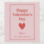 Gelukkige Valentijnsdag Roze Rood Custom Wijn Etiket (Enkel label)