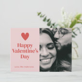 Gelukkige Valentijnsdag Roze Rood Hart Fotokaart Bedankkaart (Staand voorkant)