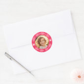 Gelukkige Valentijnsdag roze sunburst foto Ronde Sticker (Envelop)
