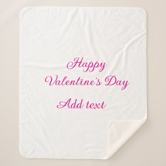 Gelukkige Valentijnsdag roze tekst naam bericht Sherpa Deken (Voorkant)