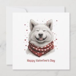 Gelukkige Valentijnsdag Samoyed Hond Feestdagenkaart