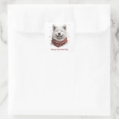 Gelukkige Valentijnsdag Samoyed hond Vierkante Sticker (Tas)