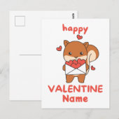 Gelukkige Valentijnsdag schattige eekhoorn Briefkaart (Voorkant / Achterkant)