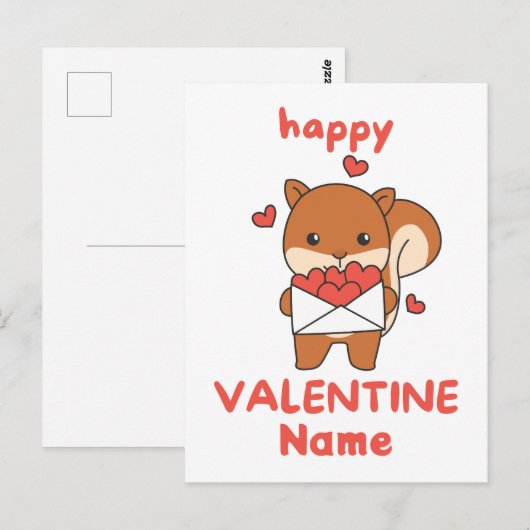 Gelukkige Valentijnsdag schattige eekhoorn Briefkaart (Voorkant / Achterkant)