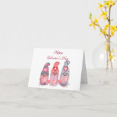 Gelukkige Valentijnsdag Schattige Gnomes met Hartj Kaart (Gele Bloem)