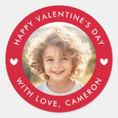 Gelukkige Valentijnsdag schattige harten rood Ronde Sticker (Voorkant)