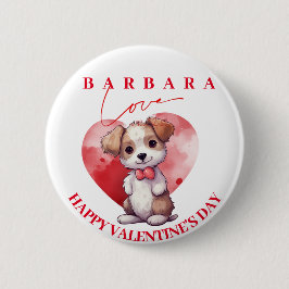 Gelukkige valentijnsdag schattige hond gepersonali ronde button 5,7 cm