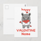 Gelukkige Valentijnsdag schattige neushoorn Briefkaart (Voorkant / Achterkant)
