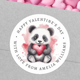 Gelukkige Valentijnsdag schattige panda holding ha Ronde Sticker