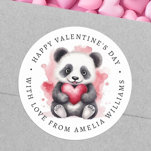 Gelukkige Valentijnsdag schattige panda holding ha Ronde Sticker
