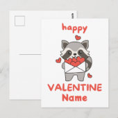 Gelukkige Valentijnsdag schattige wasbeer Briefkaart (Voorkant / Achterkant)