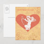 Gelukkige Valentijnsdag Schattigee Cupid Cherub Ha Feestdagenkaart (Voorkant / Achterkant)