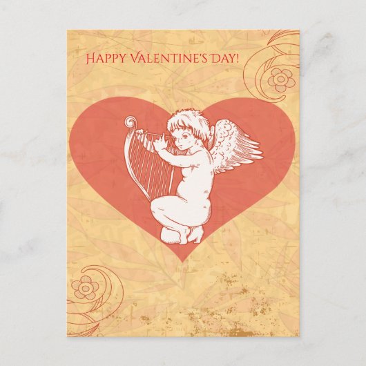 Gelukkige Valentijnsdag Schattigee Cupid Cherub Ha Feestdagenkaart (Voorkant)