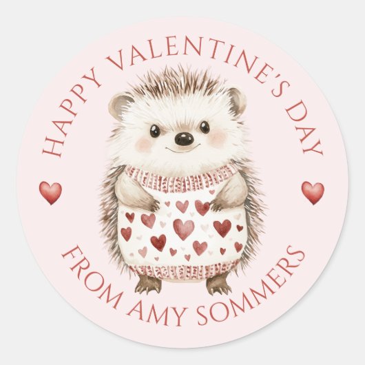 Gelukkige Valentijnsdag Schattigee egel Ronde Sticker (Voorkant)