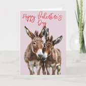 Gelukkige Valentijnsdag Schattigee Ezels Liefde Kaart (Voorkant)