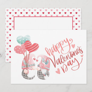 Gelukkige Valentijnsdag Schattigee Gnome Foto Vale Notitiekaartje