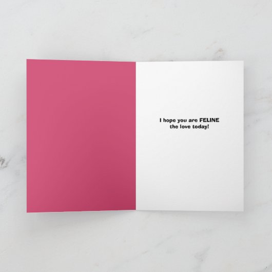 Gelukkige Valentijnsdag Schattigee kat in hart zon Feestdagen Kaart (Binnen)