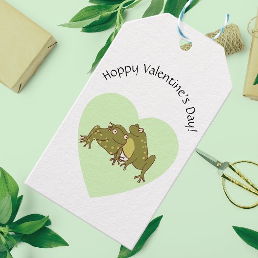 Gelukkige Valentijnsdag Schattigee kikkers in lief Cadeaulabel