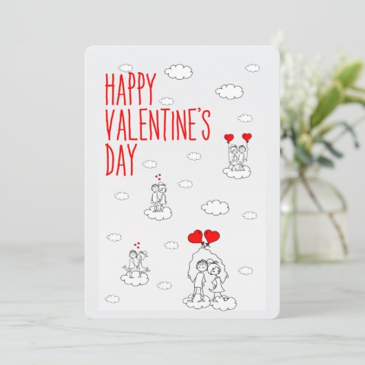 Gelukkige Valentijnsdag Schattigee koppels Feestdagenkaart (Staand voorkant)