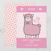 Gelukkige Valentijnsdag Schattigee Llama Blush Pin Feestdagenkaart (Voorkant / Achterkant)