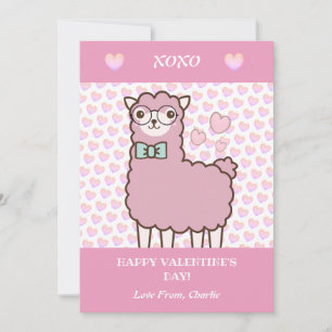Gelukkige Valentijnsdag Schattigee Llama Blush Pin Feestdagenkaart