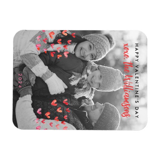 Gelukkige Valentijnsdag Schattigee Red Hearts Fami Magneet (Horizontaal)