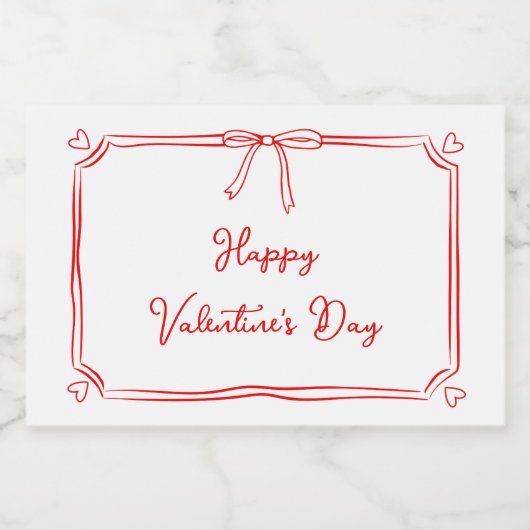 Gelukkige Valentijnsdag Schattigee Rode Coquette B Sparkling Wijnetiket (Enkel label)