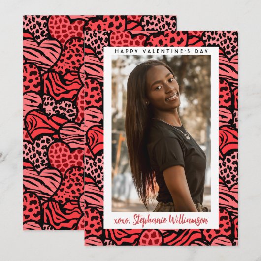 Gelukkige Valentijnsdag Schattigee Rode Oerwoud Ha Feestdagenkaart (Voorkant / Achterkant)