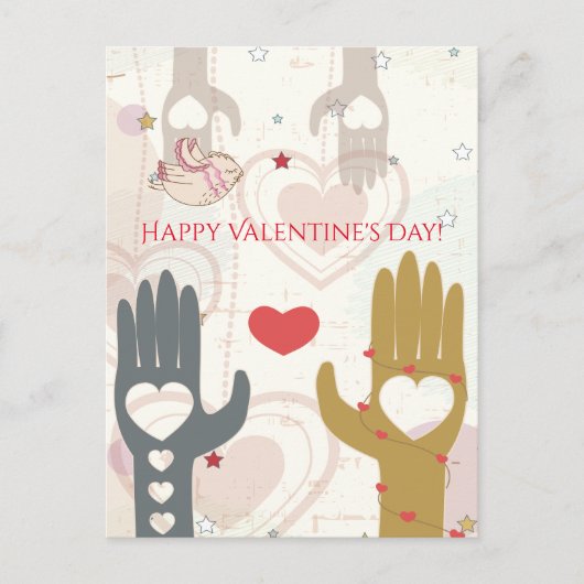 Gelukkige Valentijnsdag Schattigee vogel Helpende  Feestdagenkaart (Voorkant)