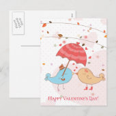 Gelukkige Valentijnsdag Schattigee Vogels Harten P Feestdagenkaart (Voorkant / Achterkant)