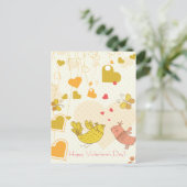 Gelukkige Valentijnsdag Schattigee Vogels Harten V Feestdagenkaart (Staand voorkant)