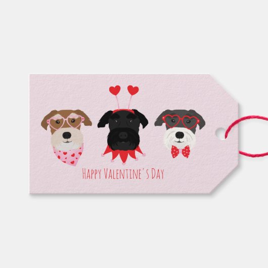 Gelukkige Valentijnsdag Schnauzer Honden Cadeaulabel (Voorkant (Horizontaal))