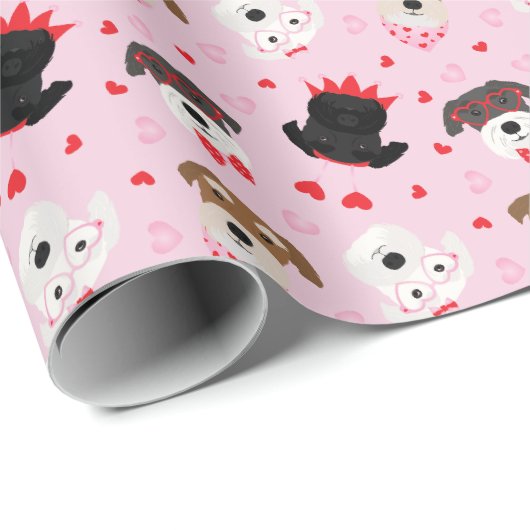 Gelukkige Valentijnsdag Schnauzer Honden Cadeaupapier (Rol Hoek)