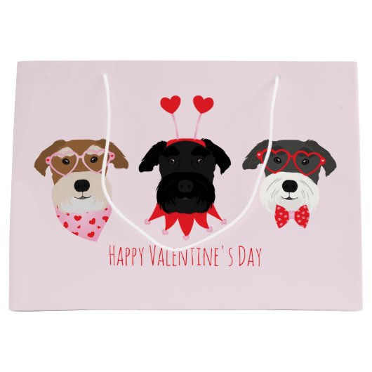 Gelukkige Valentijnsdag Schnauzer Honden Groot Cadeauzakje (Voorkant)