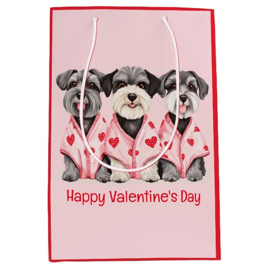 Gelukkige Valentijnsdag Schnauzer Honden Medium Cadeauzakje (Voorkant)