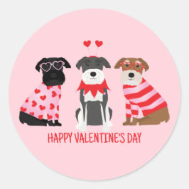 Gelukkige Valentijnsdag Schnauzer Honden Ronde Sticker