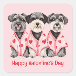 Gelukkige Valentijnsdag Schnauzer Honden Vierkante Sticker
