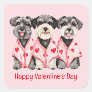 Gelukkige Valentijnsdag Schnauzer Honden Vierkante Sticker