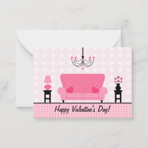Gelukkige Valentijnsdag set van 100 roze woonkamer Notitiekaartje