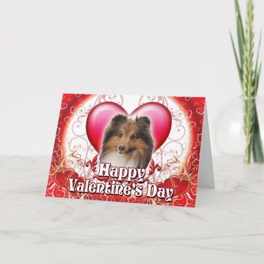Gelukkige Valentijnsdag Sheltie Feestdagen Kaart (Voorkant)