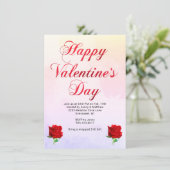 Gelukkige Valentijnsdag Soft Pastel Red Roses Part Kaart (Staand voorkant)