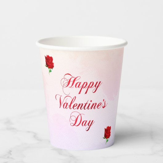 Gelukkige Valentijnsdag Soft Pastel Red Roses Part Papieren Bekers