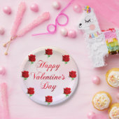 Gelukkige Valentijnsdag Soft Pastel Red Roses Part Papieren Bordje (Feest)