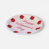 Gelukkige Valentijnsdag Soft Pastel Red Roses Part Papieren Bordje (Gekanteld)