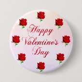 Gelukkige Valentijnsdag Soft Pastel Red Roses Part Ronde Button 7,6 Cm (Voorkant)